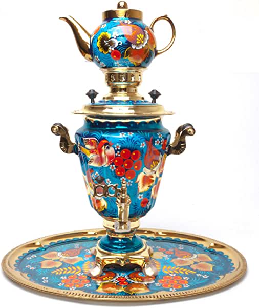 Samovar Dorato e Blu con Vassoio